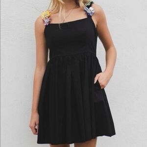 Queen of Sparkles Black Floral Strap Dress – Size L